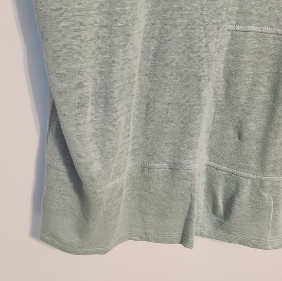 Sigrid Olsen | Women's Light Green Linen Short Sleeve Blouse (Size XL) - Picture 7 of 12